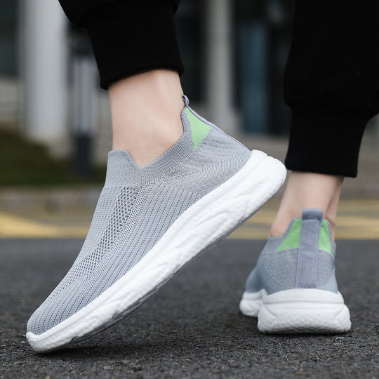 Damen Bequeme Slip-On Sneakers mit atmungsaktivem Strick-Obermaterial und flexiblem Fußbett EB
