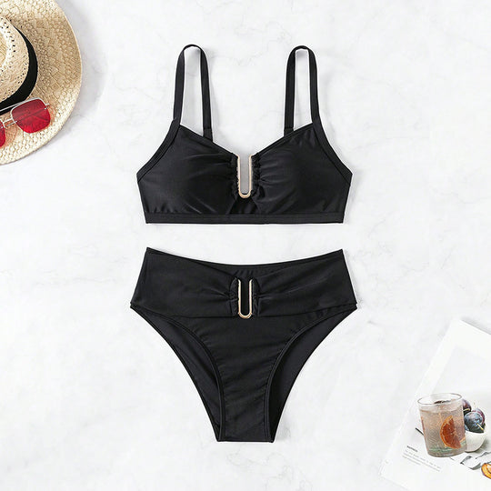 Damen Hoch geschnittener Bikini mit raffiniertem Gürteldetail EB