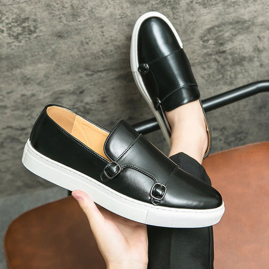 Damen Elegante Slip-On Schuhe mit dekorativen Schnallen aus hochwertigem Leder EB