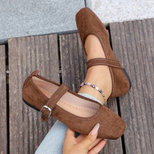 Damen Elegante Ballerinas mit verstellbarem Riemen EB