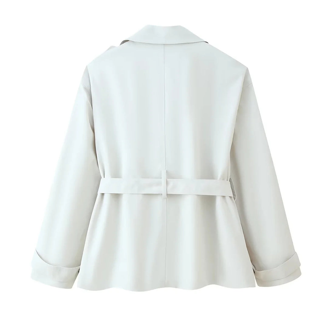Damen elegante Trenchjacke mit dekorativem Gürtel und Taschen EB