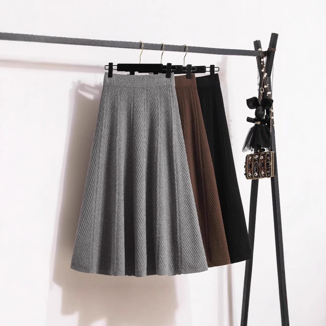 Damen Plissierter Midirock mit elastischem Bund und feiner Struktur EB