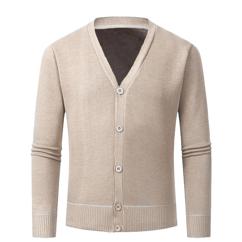 Herren Strickjacke mit V-Ausschnitt und knopflosem Design EB