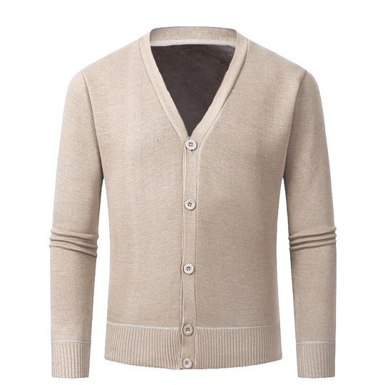 Herren Strickjacke mit V-Ausschnitt und knopflosem Design EB