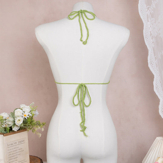 Damen Häkel-Bikinioberteil mit floralen Akzenten EB