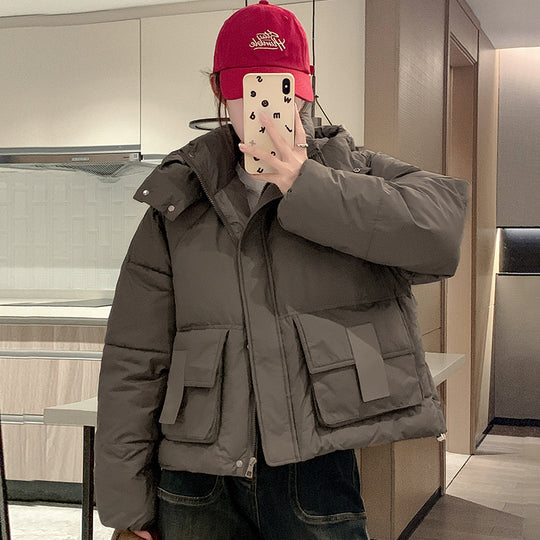 Damen Kurze isolierte Pufferjacke mit praktischen Taschen EB