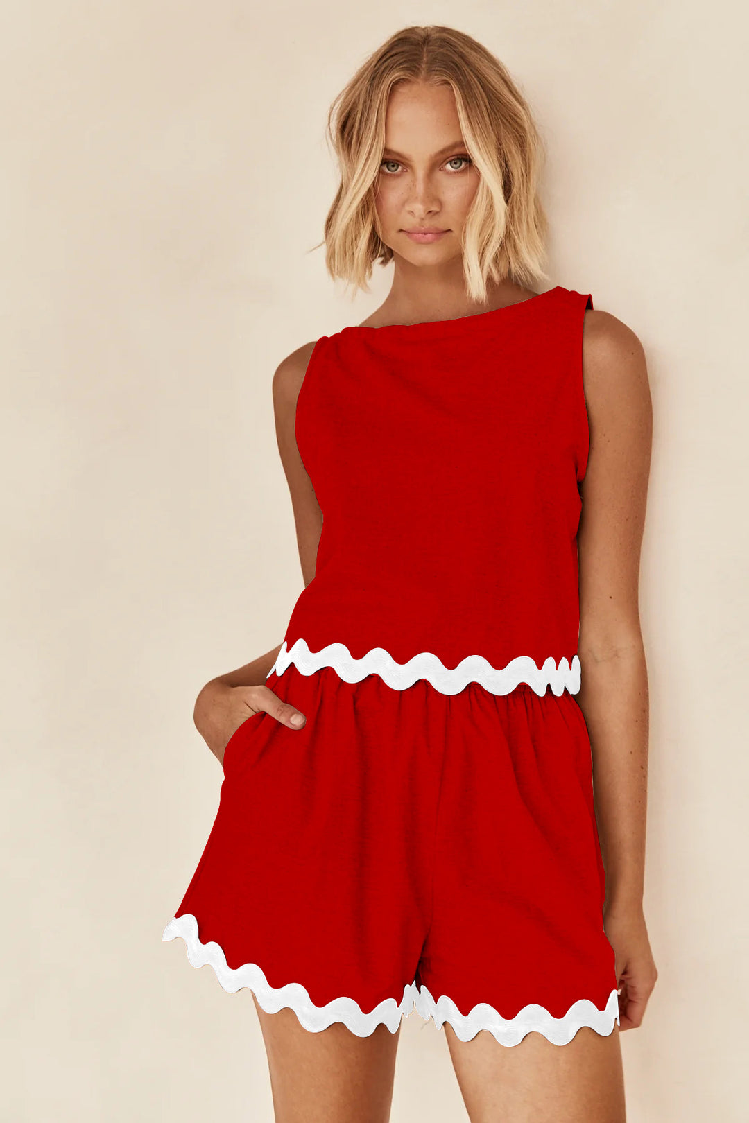Damen Zweiteiler Set mit schickem Top und luftigen Shorts EB
