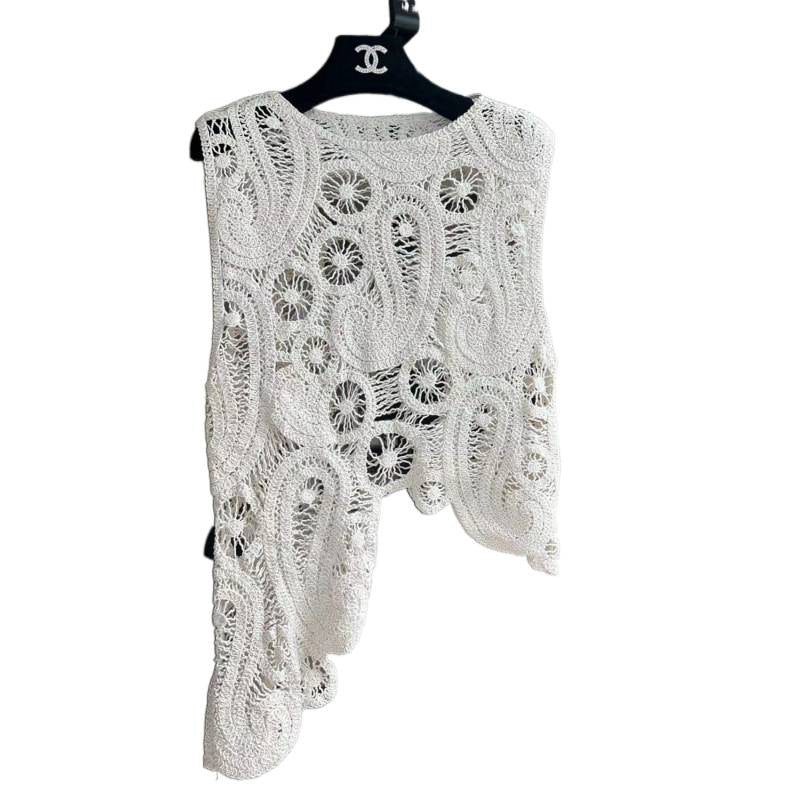 Damen Häkeloberteil mit elegantem Muster und leichtem Stoff EB