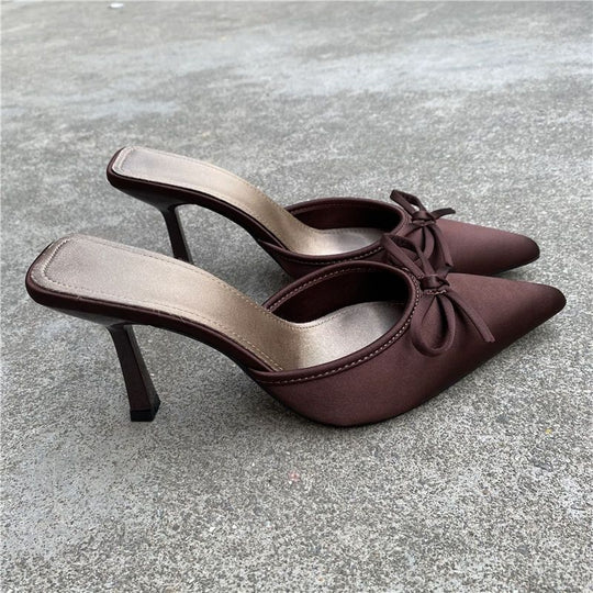 Damen elegante Slingback-Pumps mit feiner Schleifenverzierung EB