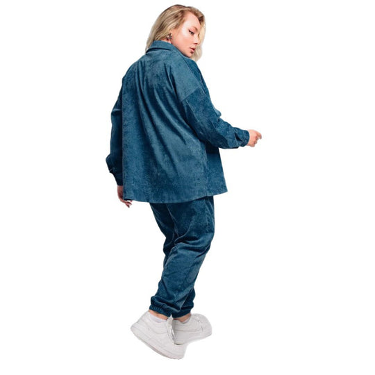 Damen nan Oversized-Cord-Set mit Hemdjacke und Gummizug-Jogpant EB