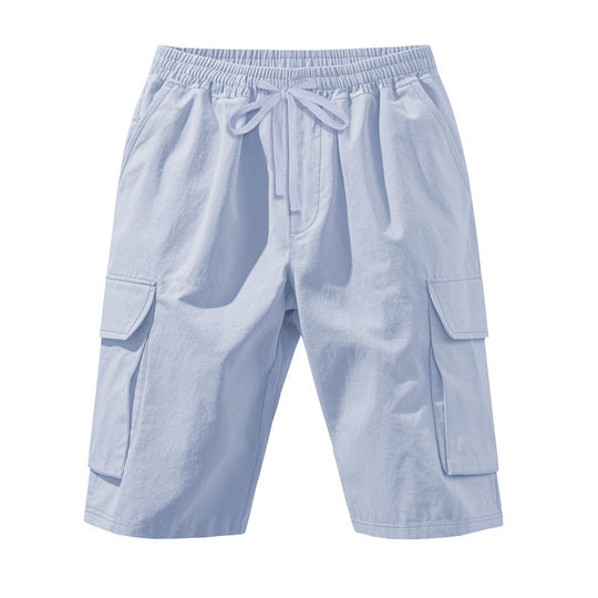 Herren nan knielange Utility-Shorts aus leichtem Baumwollmix mit elastischem Tunnelzugbund und aufgesetzten Klappentaschen EB