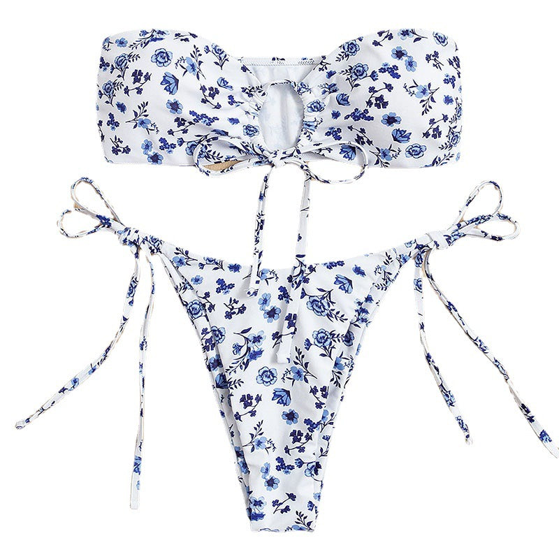 Damen Bandeau-Bikini mit verspieltem Blumendesign EB