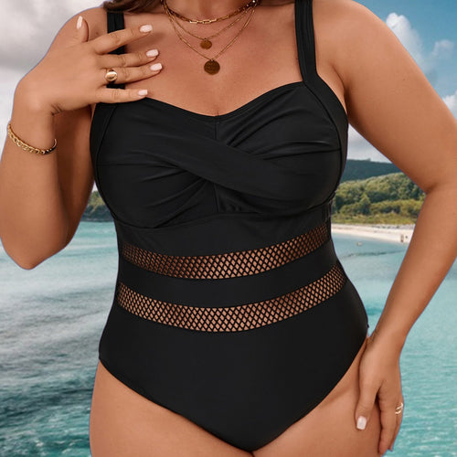 Damen Einteiler Badeanzug mit elegantem Netzdesign EB