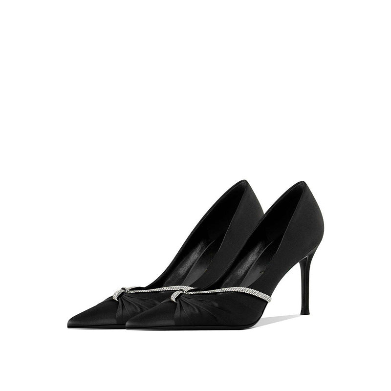Damen elegante spitze High Heel Pumps mit funkelndem Riemen EB