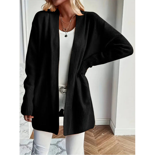 Damen Langstrickjacke mit praktischen Taschen und elegantem V-Ausschnitt EB