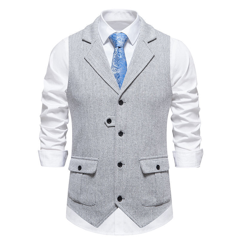 Herren elegante Weste mit strukturiertem Hahnentritt-Muster EB