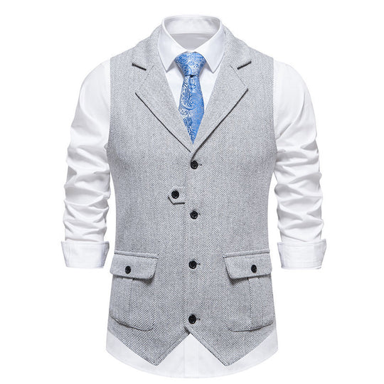Herren elegante Weste mit strukturiertem Hahnentritt-Muster EB