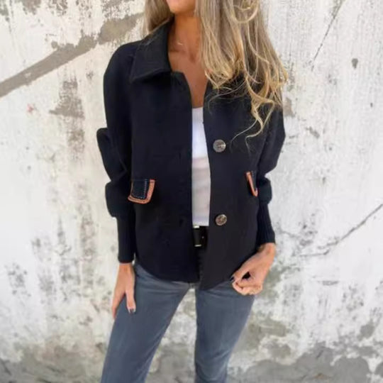 Damen gemütliche Cardigan-Jacke mit Knöpfen EB