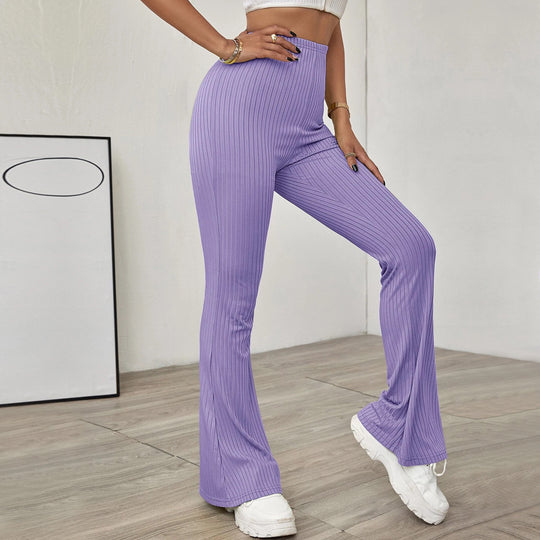 Damen gerippte hochgeschnittene Bootcut-Hose aus Stretch-Jersey mit ausgestelltem Bein Eichborn Berlin