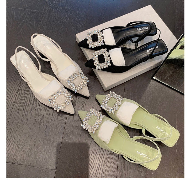 Damen Slingback Pumps mit funkelndem Schmuckdetail EB