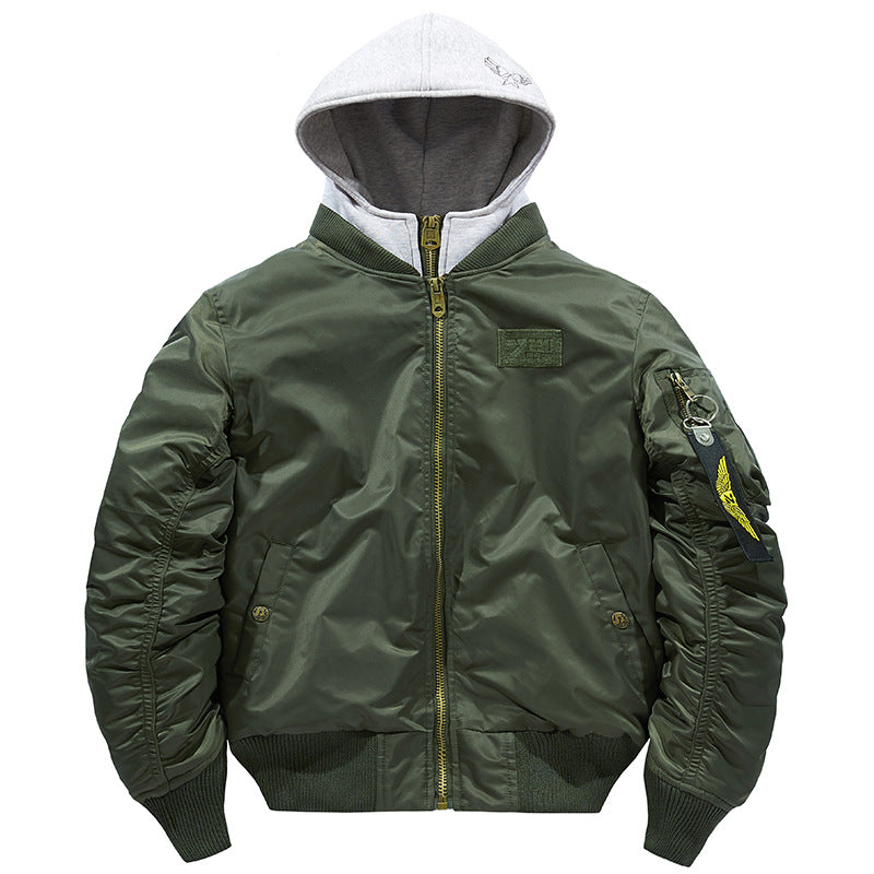 Herren Bomberjacke mit abnehmbarer Kapuze und praktischen Taschen EB
