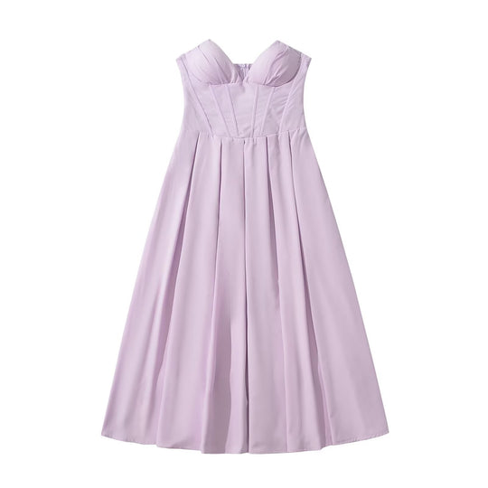 Damen Maxikleid mit elegantem Bustier-Ausschnitt und fließendem Rock EB