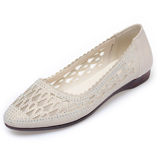 Damen Elegante Ballerinas mit modischem Cut-Out-Design und funkelnden Strassdetails EB