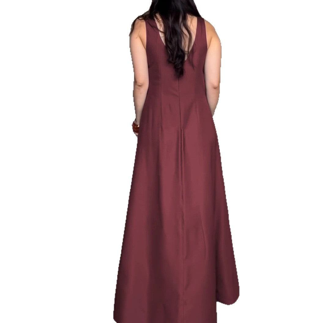 Damen Maxikleid mit elegantem V-Ausschnitt und praktischen Taschen EB