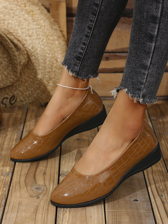 Damen Komfortable Ballerinas mit elegantem Krokodilmuster EB