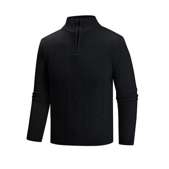 Herren modischer Strickpullover mit hohem Kragen und strukturiertem Design EB