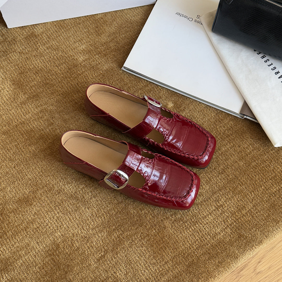 Damen Elegante Ballerinas mit dekorativem Schnallenverschluß EB