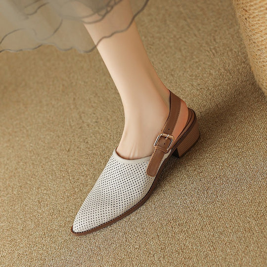 Damen Slingback-Pumps mit perforiertem Obermaterial und komfortablem Blockabsatz EB