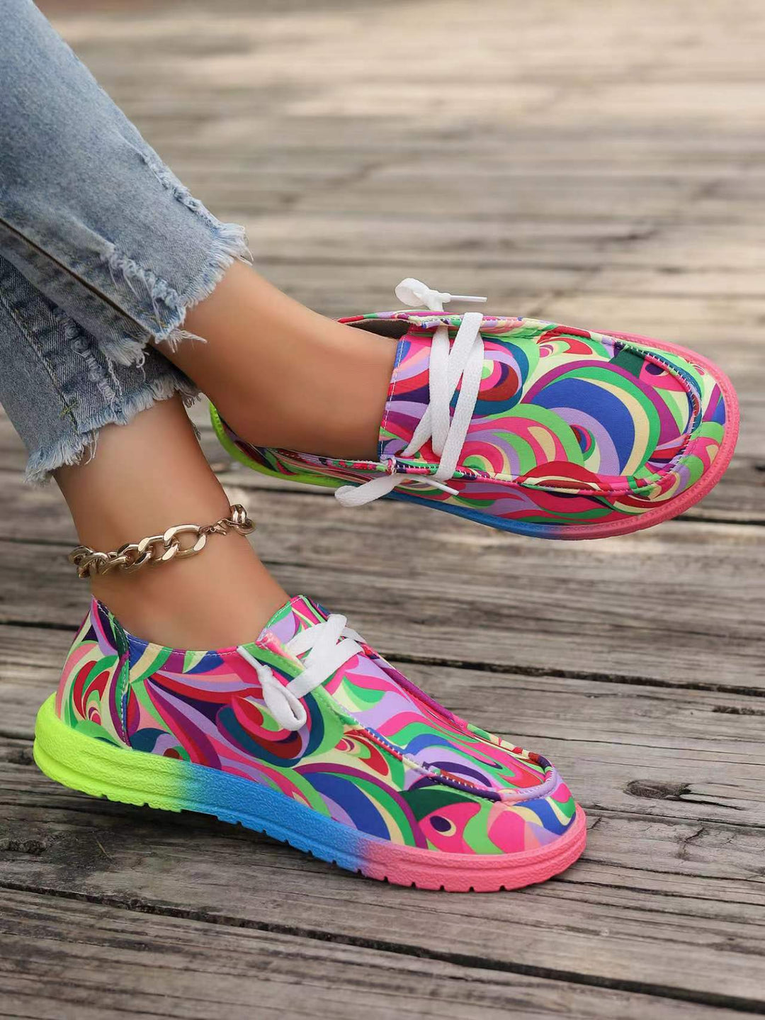 Damen Farbenfrohe Freizeitschuhe mit stylischem Grafikdesign EB