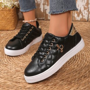 Damen Sneaker mit gesteppter Oberflächenstruktur und stilvollen Akzenten EB