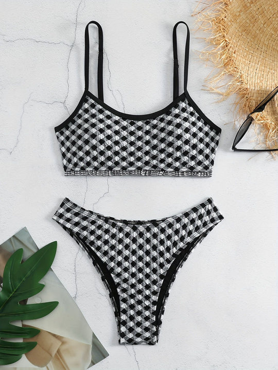 Damen lässiger Crop-Top Bikini EB