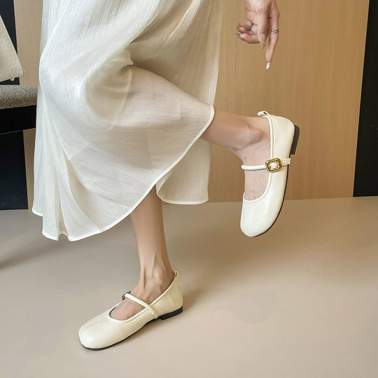 Damen Ballerinas mit elegantem Riemchen und modischer Schnallenakzent EB