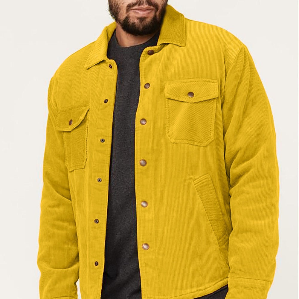 Herren lässige Cordjacke mit praktischen Brust- und Seitentaschen EB
