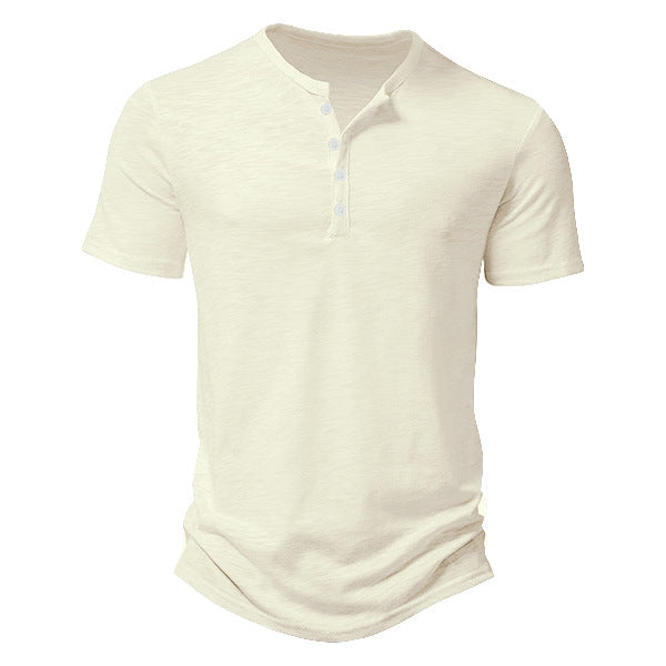 Herren Kurzarm Henley-Shirt mit dekorativen Knöpfen und atmungsaktiver Struktur EB