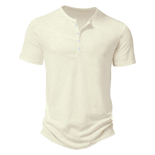 Herren Kurzarm Henley-Shirt mit dekorativen Knöpfen und atmungsaktiver Struktur EB