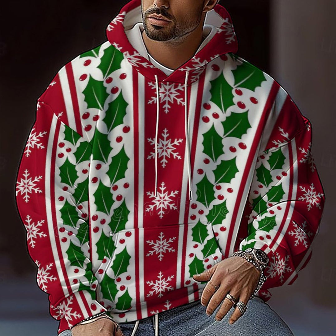 Herren Weihnachts-Hoodie mit farbenfrohem grafischen Design und bequemer Passform EB