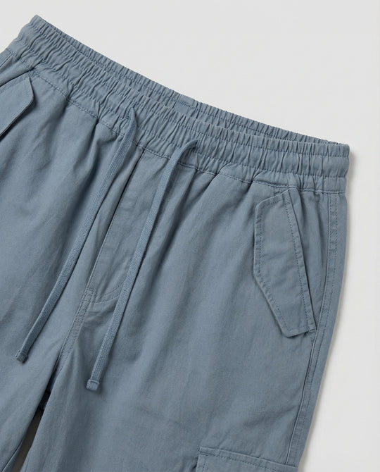 Damen weite Cargo-Hose im Retro-Utility-Stil mit hochgeschnittenem Bund Tunnelzug Mehrfachklappentaschen und verstellbaren Seitenschlaufen EB