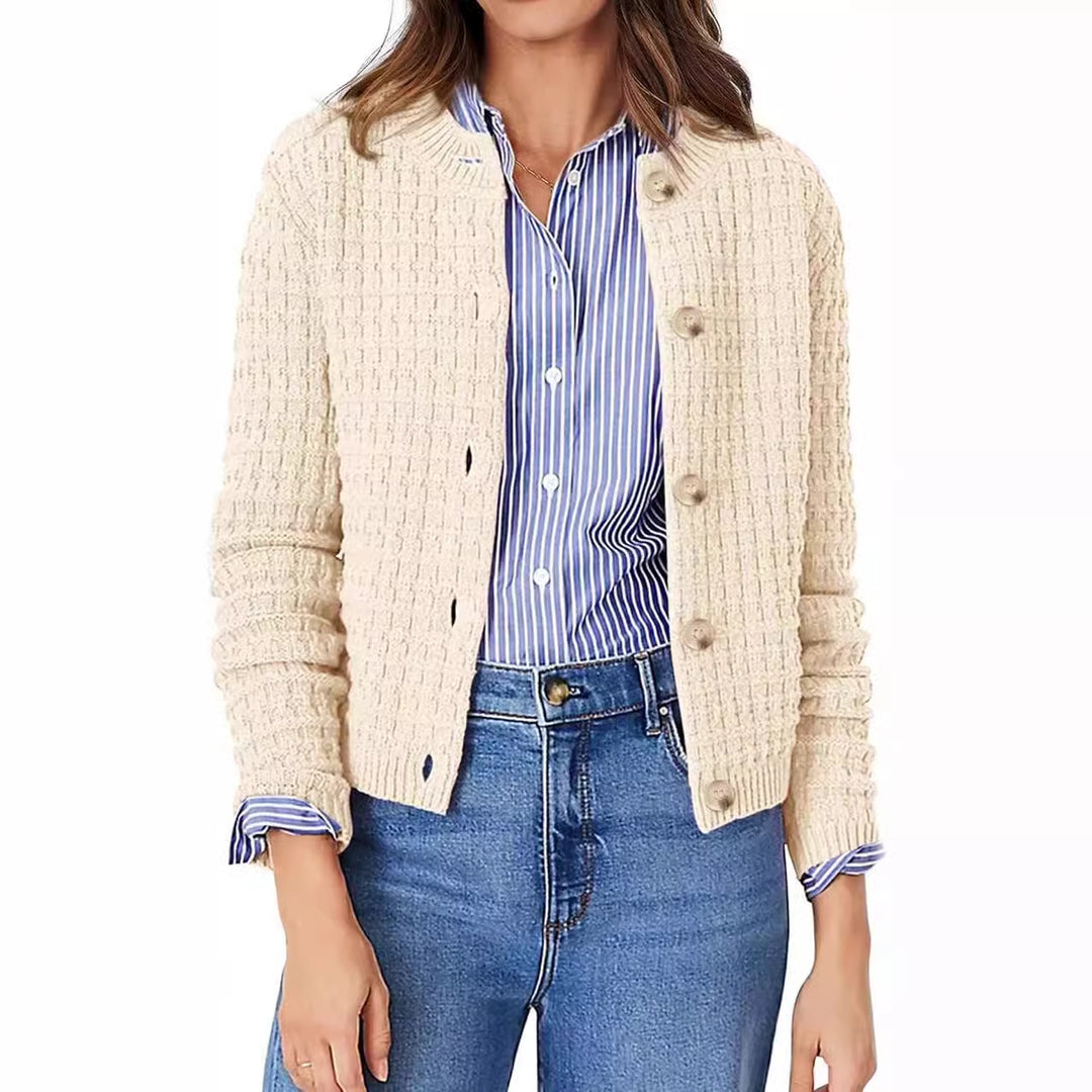 Damen Strukturierte Strickjacke mit Knopfverschluss und feiner Textur EB