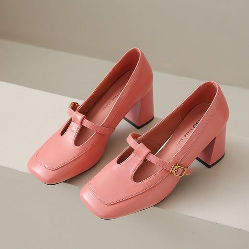 Damen elegante Mary Jane Pumps mit modischem Blockabsatz und verstellbarem Riemchen EB