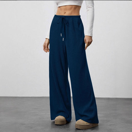 Damen Weit geschnittene Relax-Hose aus elastischem Strickmaterial mit Kordelzug EB