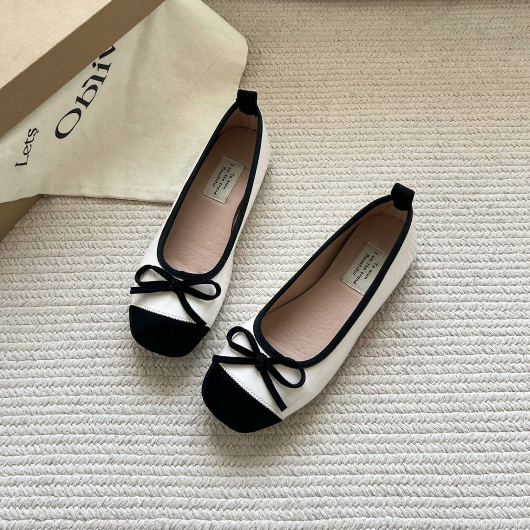 Damen Ballerinas mit eleganter Schleife und hochwertiger Glanzoberfläche EB