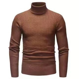 Herren nan schlanker Rollkragenpullover mit Zopfstruktur, feinem Rippstrick und elastischen Bündchen EB