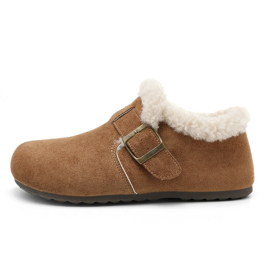 Damen warme Clogs mit kuscheligem Innenfutter und modischem Schnallenverschluss EB