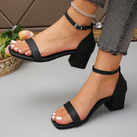 Damen Elegante Blockabsatz-Sandalen mit verstellbarem Riemen EB