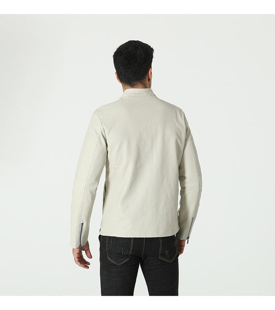 Herren modische Kunstlederjacke mit elastischem Kragen EB