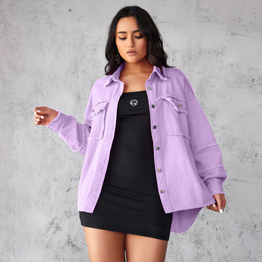 Damen Denim Bluse mit lässigem Schnitt und dekorativen Fransen EB